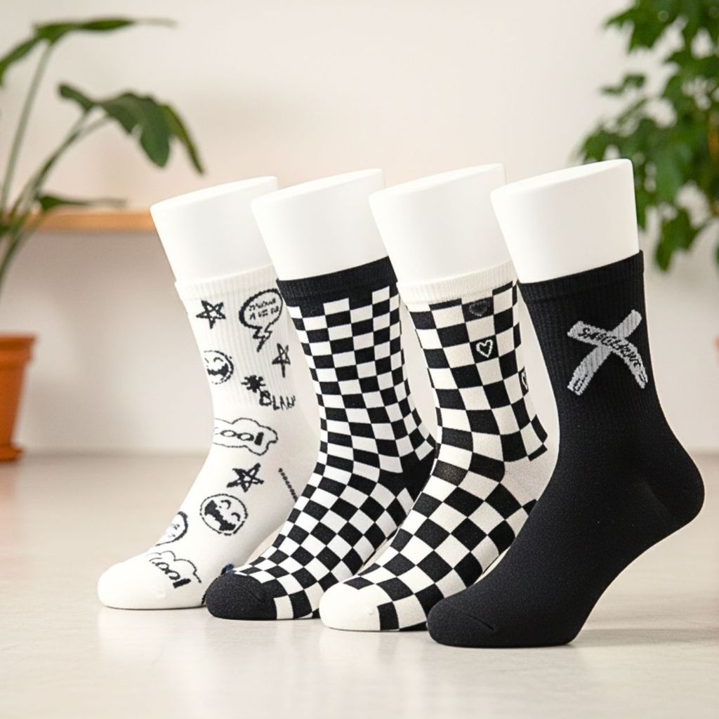 Meia Estampada premium Cano Alto skate patins esportivas respiráveis meias em Oferta na Shopee