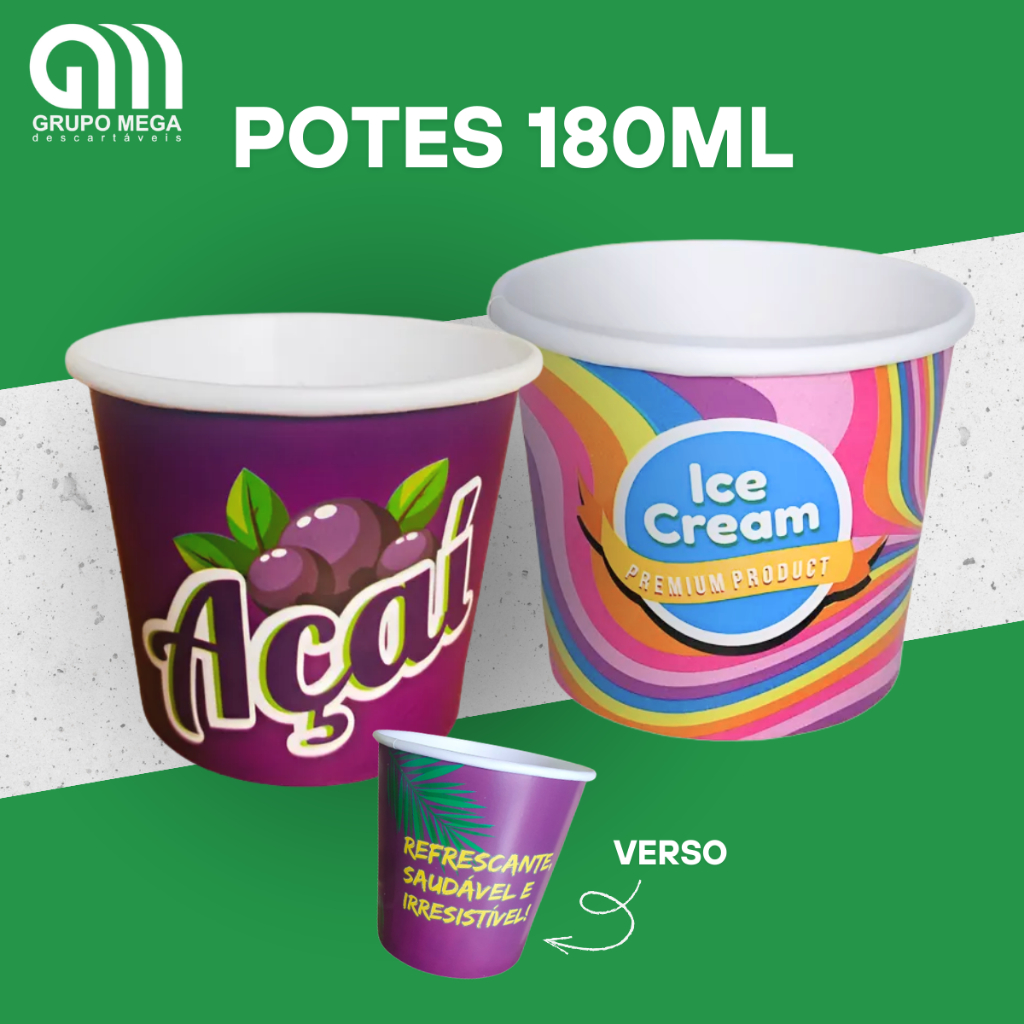 Pote 180ml para Sorvete ou Açaí SEM TAMPA - 140 UN.
