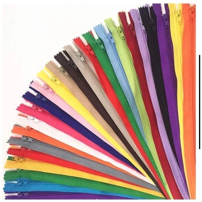 Zíper de Nylon Comum - Cores Sortidas - Kit C/ 20 Unidades