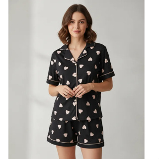 Pijama Americano Blogueirinha Short Doll Feminino Amamentação Gestante Botões Malha Confortável em Oferta na Shopee