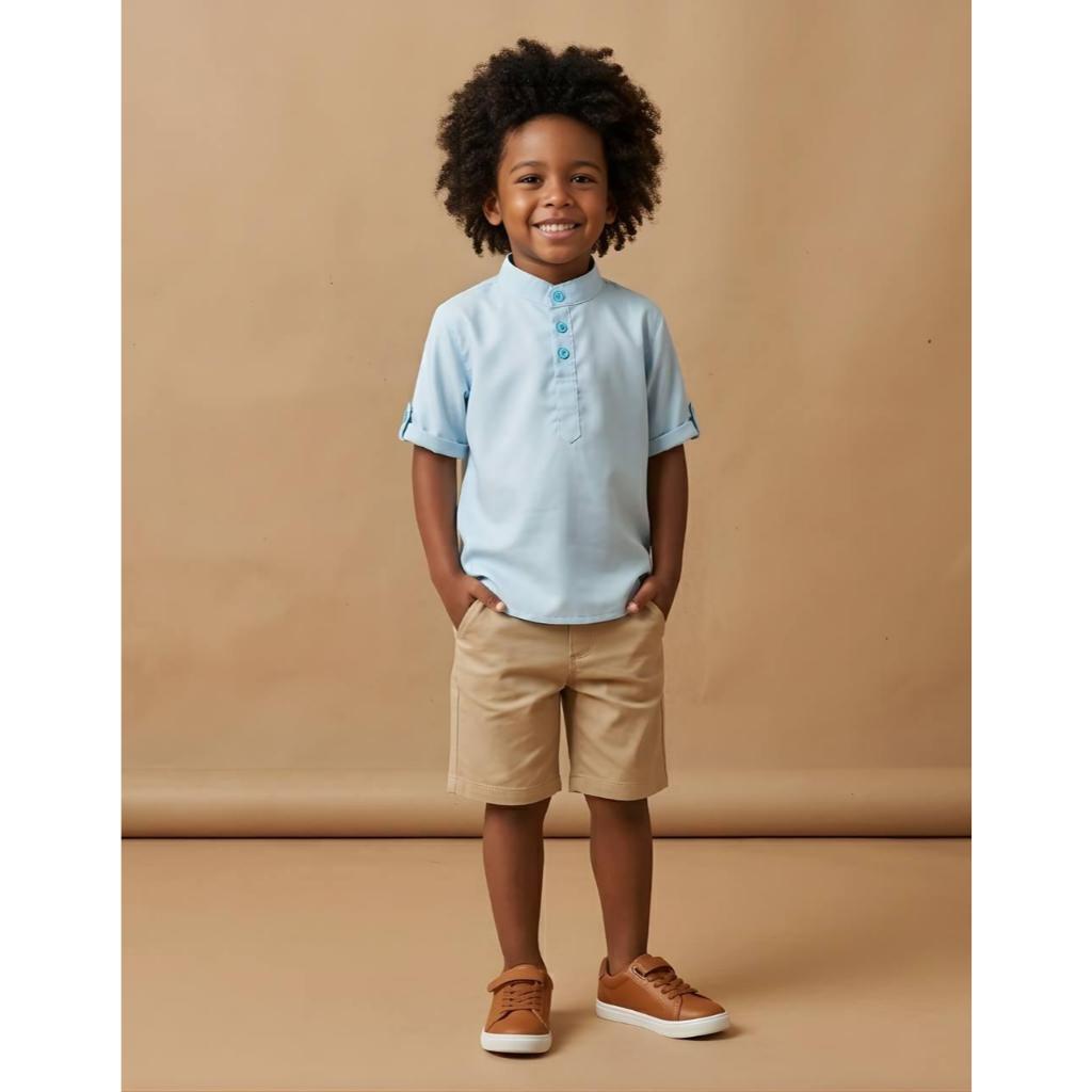 Camisa Bata Social Infantil Manga Curta Menino