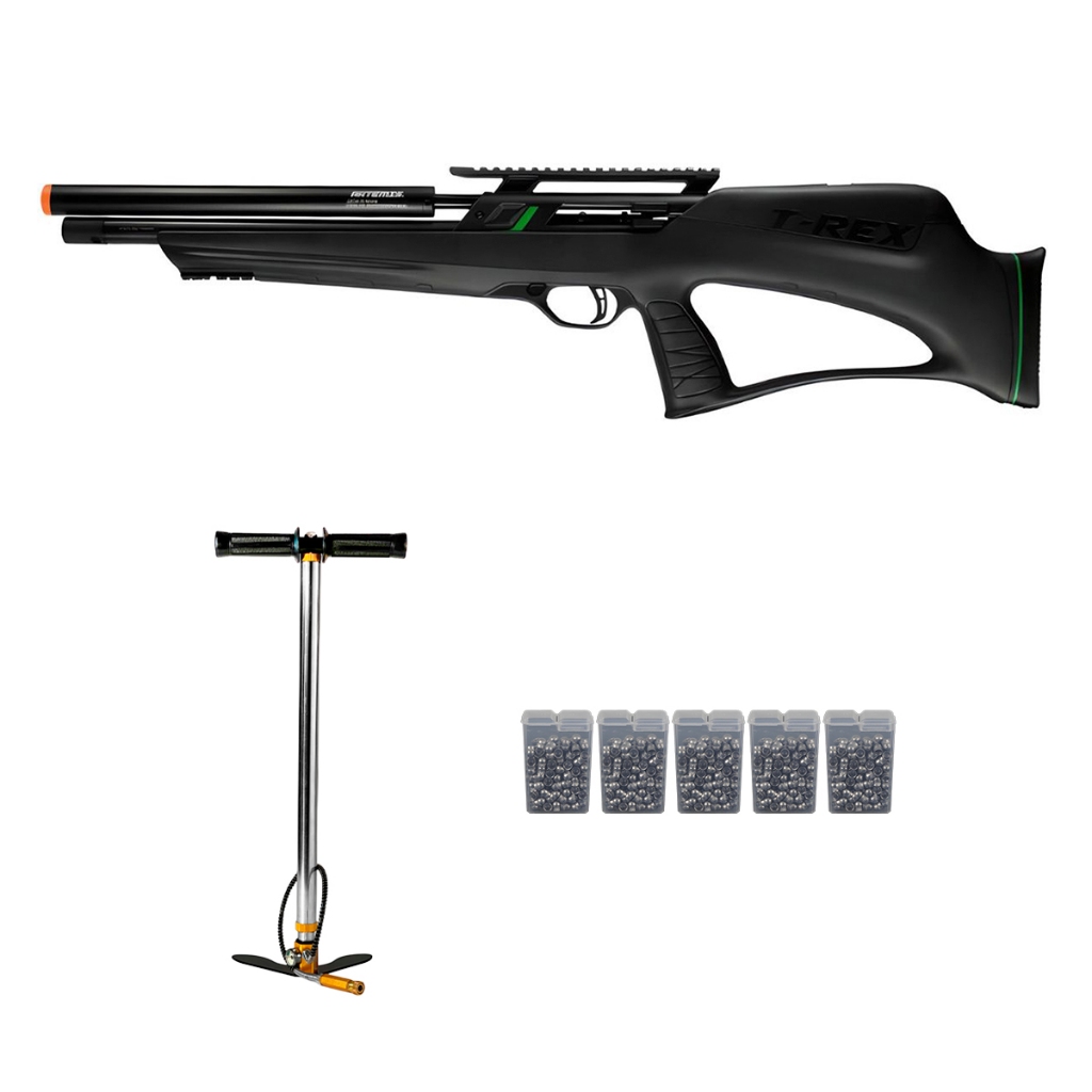 Carabina de Pressão PCP T-Rex Bullpup 5.5mm FXR279 Válvula Reguladora - Artemis + Bomba + 5 Chumbos