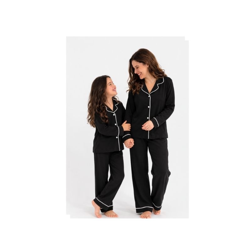 kit Pijama Americano Maternidade Mãe e filha Curto Manga Longa Calca Outono Inverno 100% Algodão