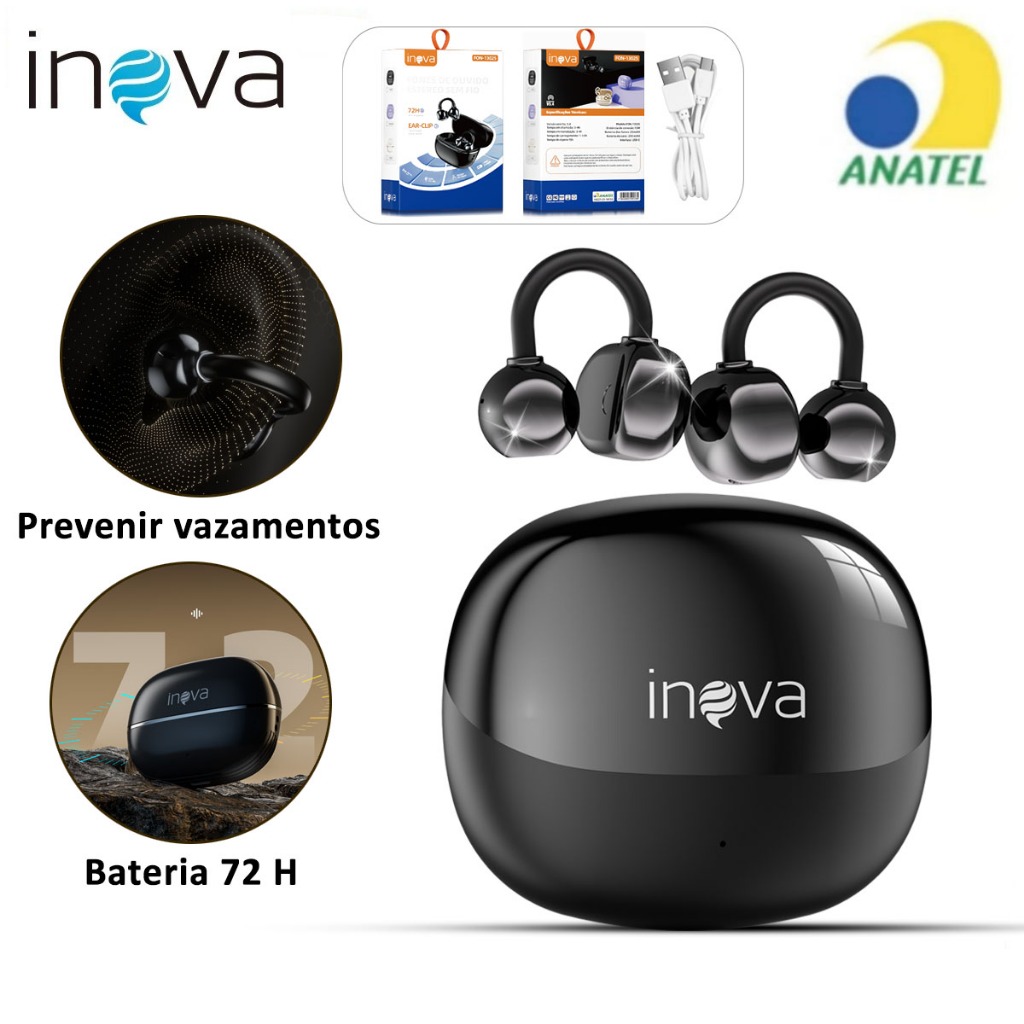 INOVA Fone De Ouvido Bluetooth 6.0 Toque DE Impressão Digital 50H Autonomia ANC Cancelando Ruído
