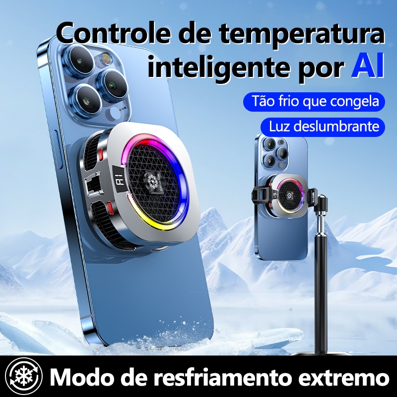 [Novo 2026] Radiador magnético para celular com controle de temperatura AI - versão gelada
