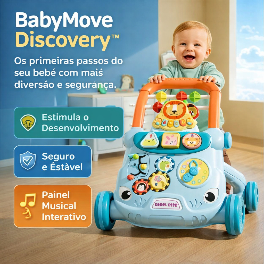 Andador Infantil Musical Educativo BabyMove Discovery™ com Painel Interativo | Brinquedo para Primeiros Passos do Bebê