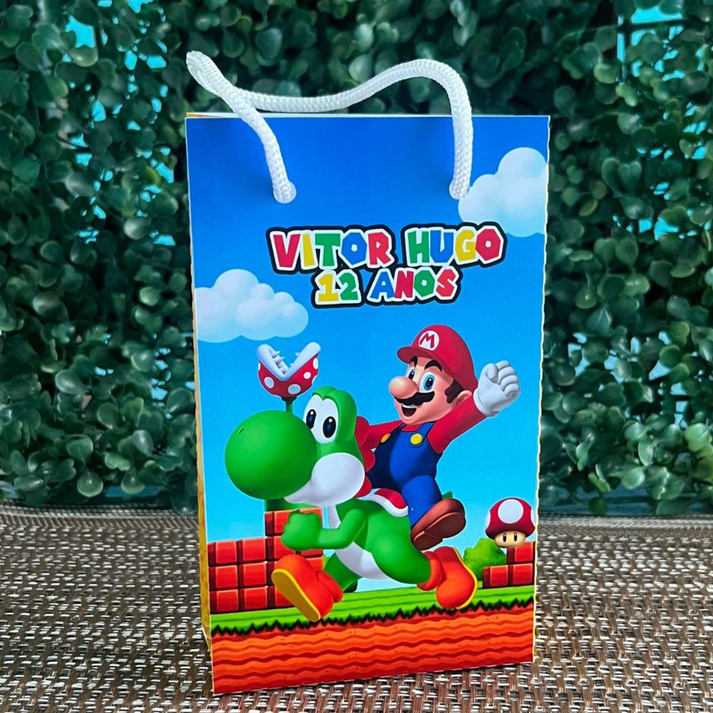 Sacolinha surpresa personalizada Super Mario lembrancinha de aniversario mimos de festa decoração de mesa Super Mario