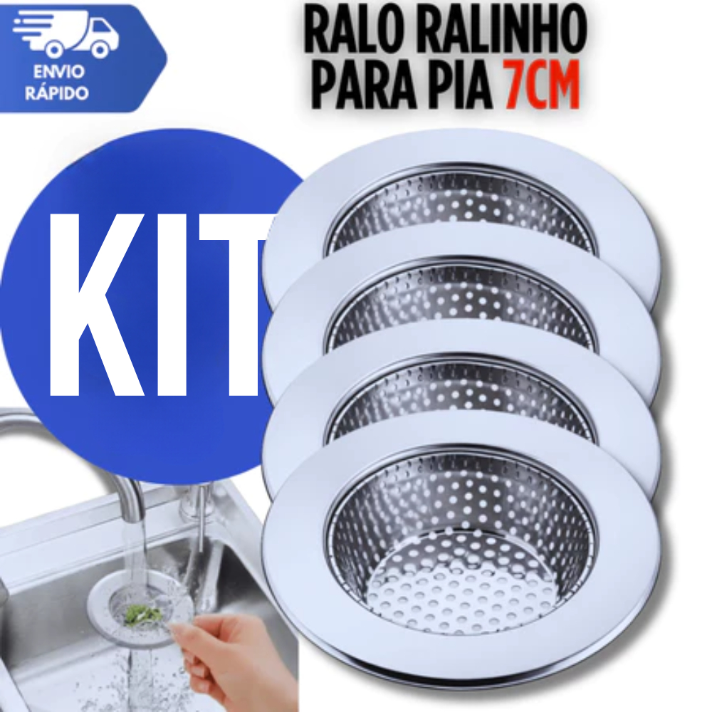 Combo Ralo Ralinho Inox Para Pia Tanques 7cm Com Borda Inox Premium Cozinha Qualidade Utilidades