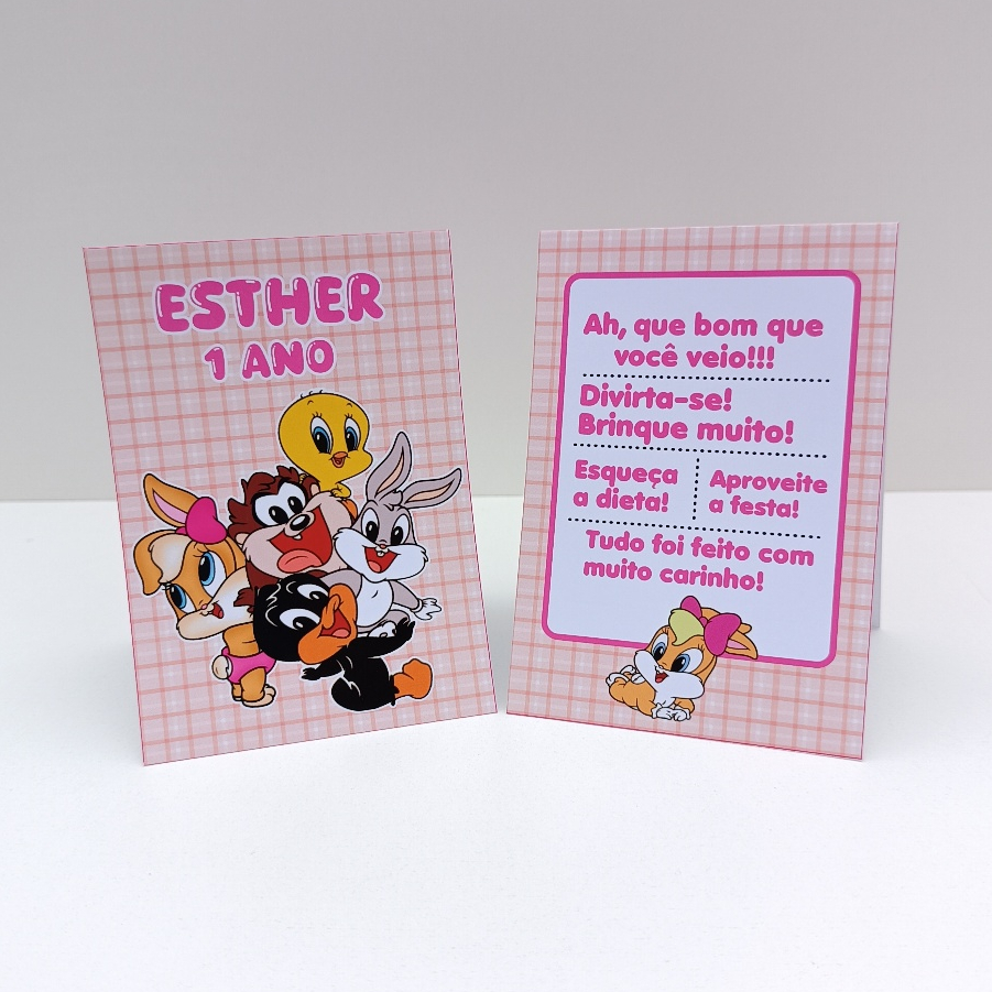 Plaquinha de Agradecimento Baby Looney Tunes Menina  l Personalizados l Lembrancinha de Festa l Aniversário