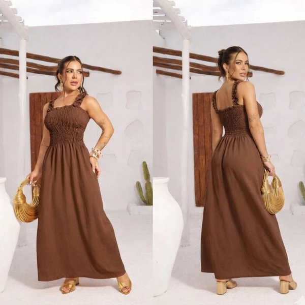 Vestido Longo Feminino com alça Veste P ao G Elegante Moda Evangelica