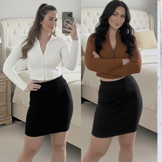 Blusa Manga Longa Feminino Com Ziper Gola Alta Anarruga Moda Inverno em Oferta na Shopee