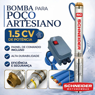 Bomba Schneider Caneta Poço Artesiano 1,5cv 220v + Painel Partida Poço Até 140m em Oferta na Shopee