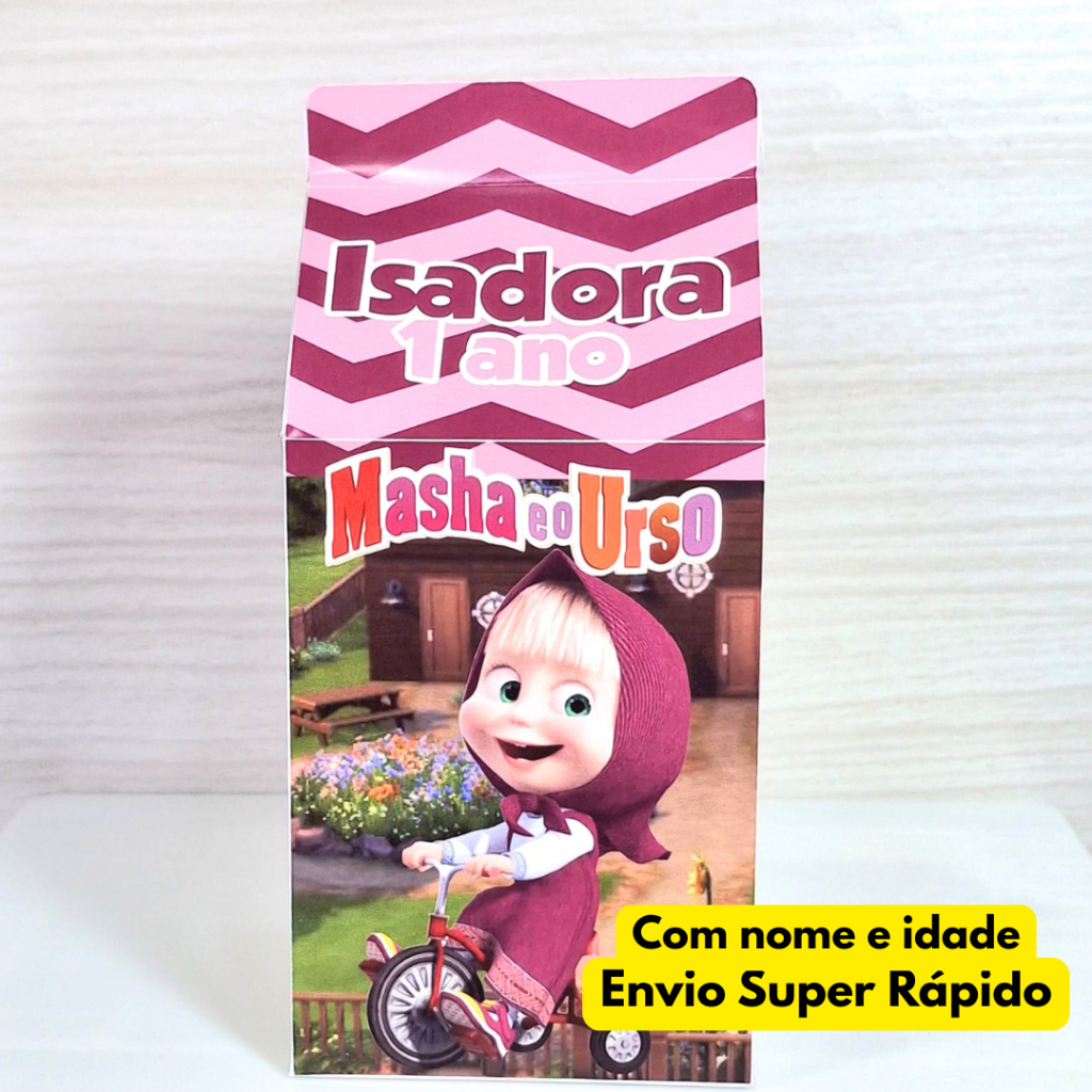 Kit Caixinha Milk Personalizada Macha e o Urso Lembrancinha  Festa PEGUE E MONTE