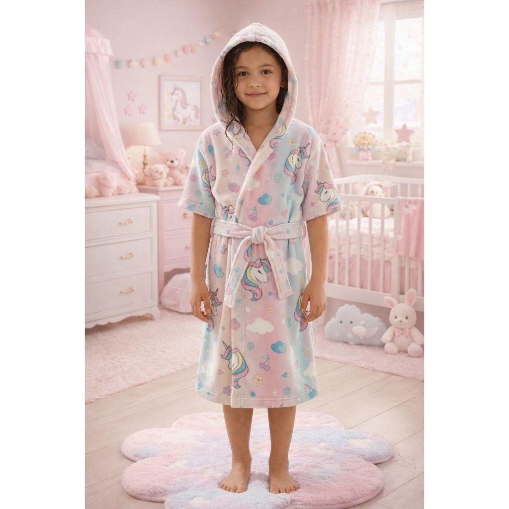 Roupão Atoalhado Estampado de Banho Baby - Infantil - Juvenil - Macio para Banho com  Capuz