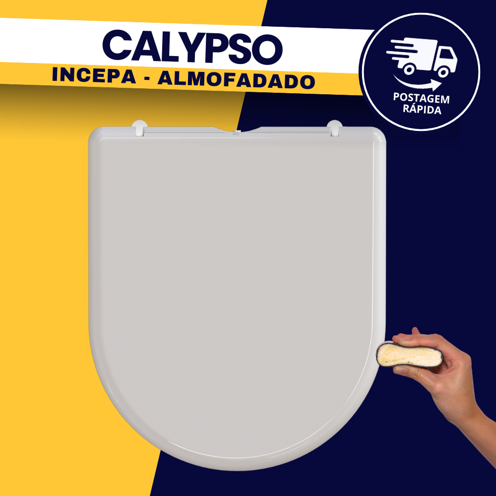 Tampa Assento Vaso Sanitário Almofadado Luxo Vaso Calypso Incepa Parafuso Vertical Cinza Claro Durín