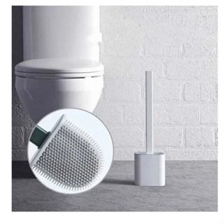 Escova Sanitária Branca ou Preta de Silicone Banheiro com Suporte Adesivo de Parede em Oferta na Shopee