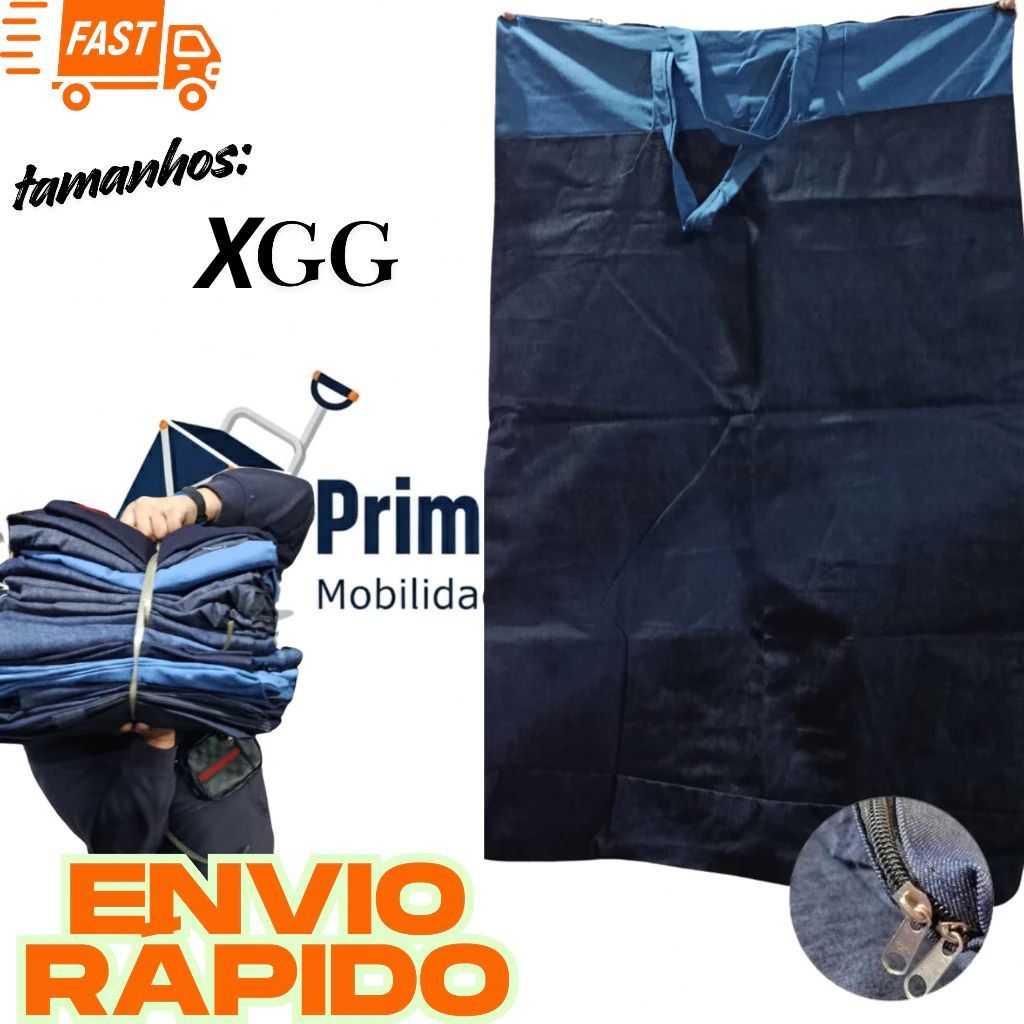 Bolsa Sacolao Jeans Gigante XGG 90x120 Enorme Bolsa para Mudança Sacoleiro Sacoleira