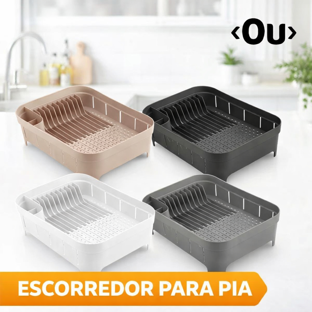 Escorredor de Louças Trium OU Plástico Grande Porta Pratos e Talheres Cozinha