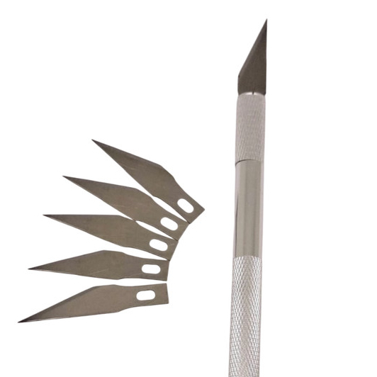 Estilete de Precisão em Aço Inoxidável Tipo Bisturi + 5 Lâminas Extras | Corte Artesanato, Papel e Modelismo