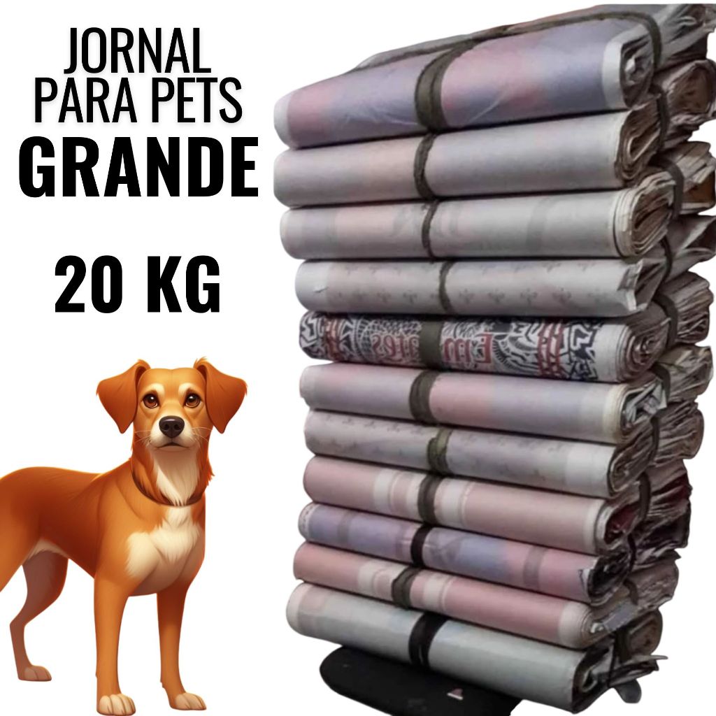 Papel Jornal para Pets 20 KG, Tapete Higiênico para Cães, Gatos, Jornal Grande 95x65 cm Descartável
