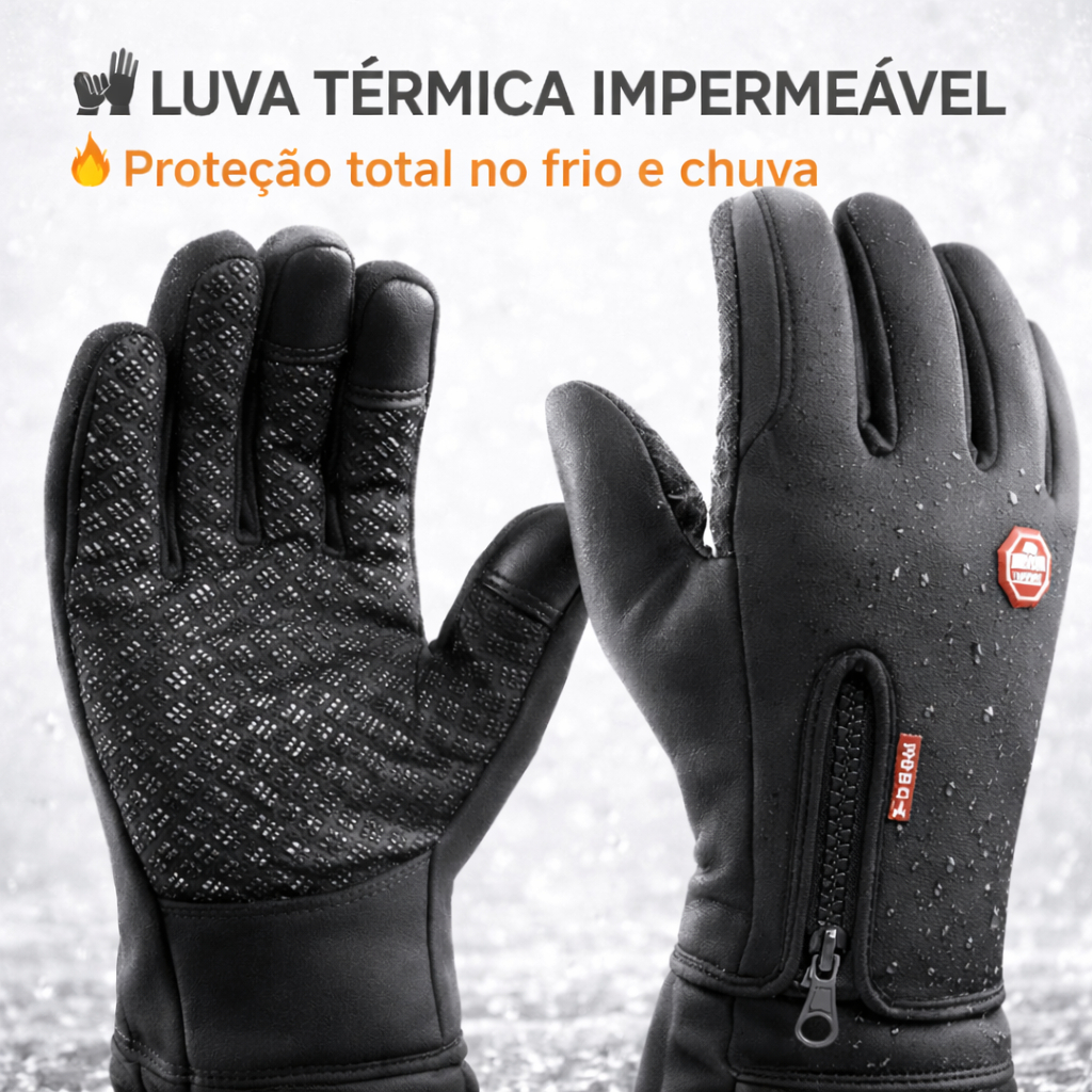 Luva Motoqueiro Impermeável Frio E Chuva Touch Screen Unissex TAM/ÚNICO