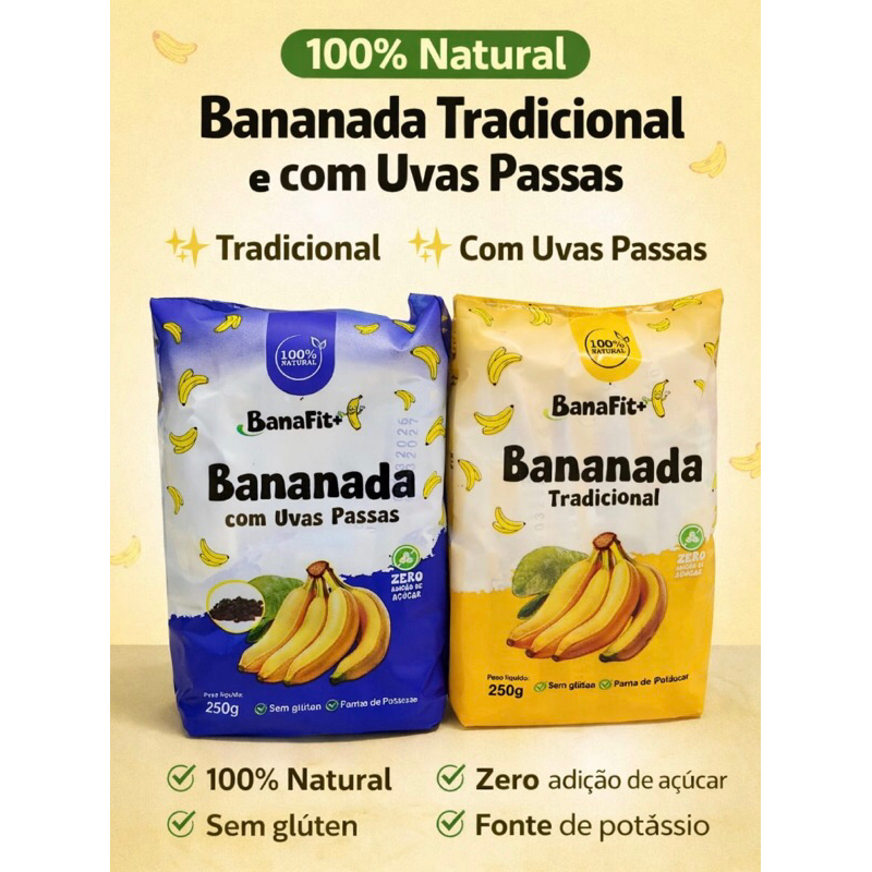 2 Pct Banana Banafit 0 açúcar 250g 20 unidades
