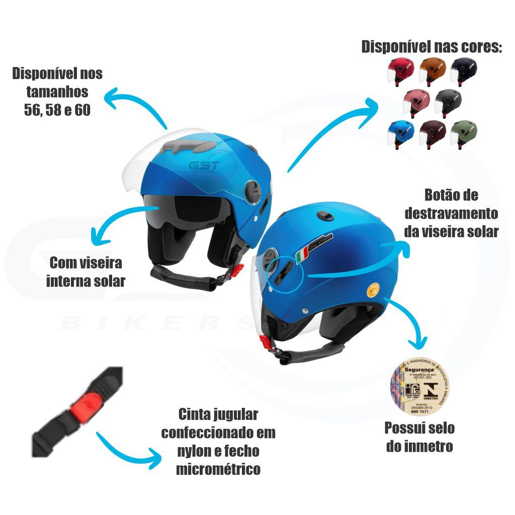 Capacete Moto Aberto New Atomic Elite Feminino Masculino Pro Tork Com Viseira Interna