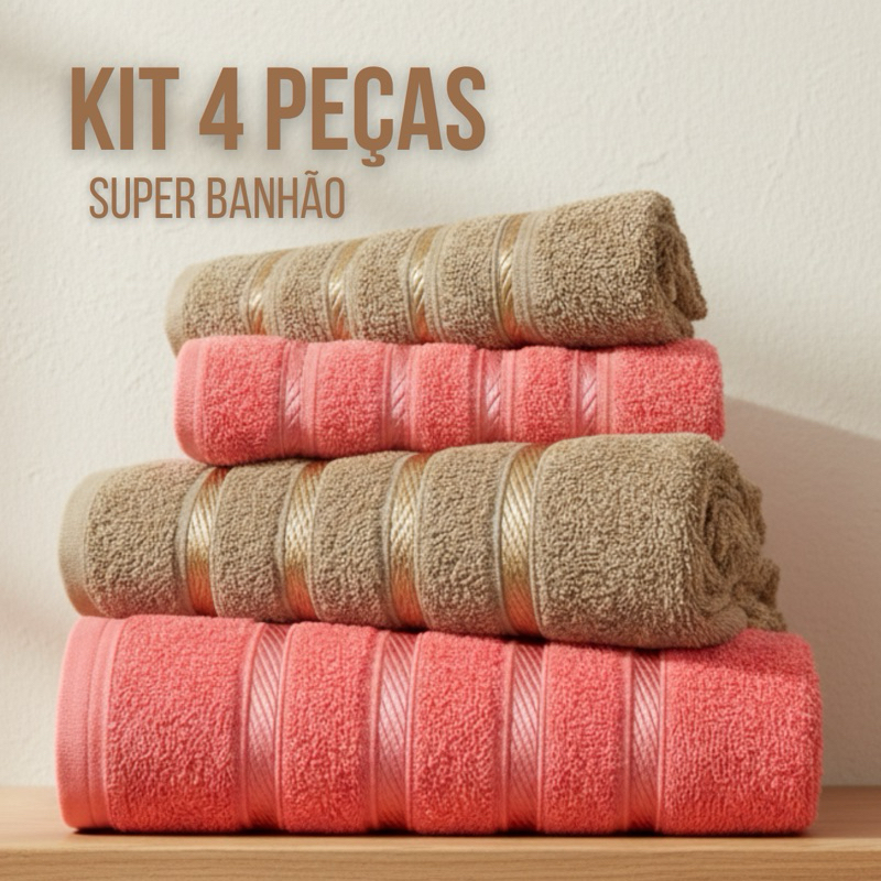 Jogo de Toalhas Algodão Premium Banho e Rosto Gigantes 4 peças 1,50mx80cm – Alta Absorção Oferta