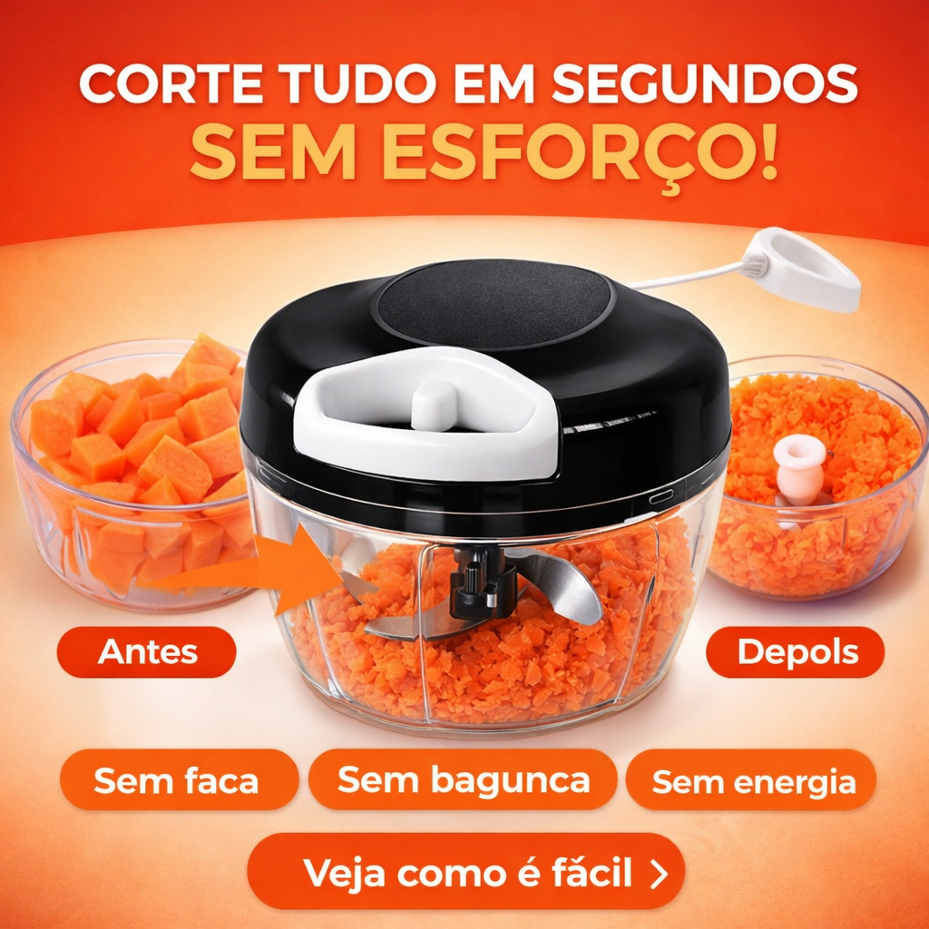 🔥 Mini Triturador Manual 500ml com 3 Lâminas – Praticidade Total na Sua Cozinha!  Cansado de perder tempo cortando alime