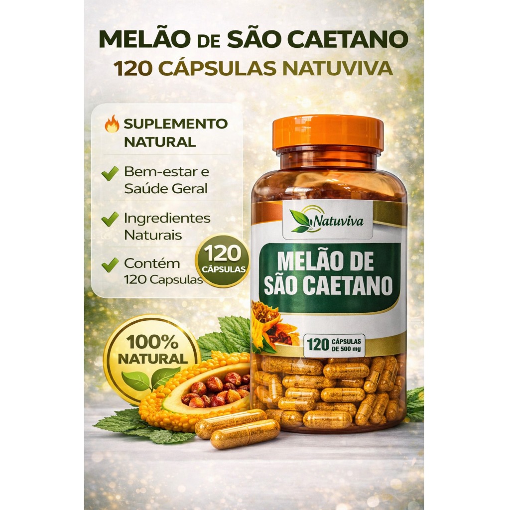 Melão de São Caetano 120 Cápsulas Natuviva Original em Oferta na Shopee