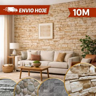 Papel De Parede Lavável Texturizado Pedras Tijolo Canjiquinha 3d Sala Quarto Autocolante em Oferta na Shopee