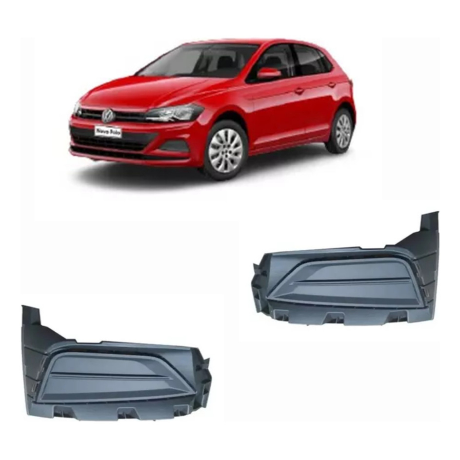 Par Moldura Parachoque Sem Furo VW Polo Virtus 2017 2018 2019 2020 2021
