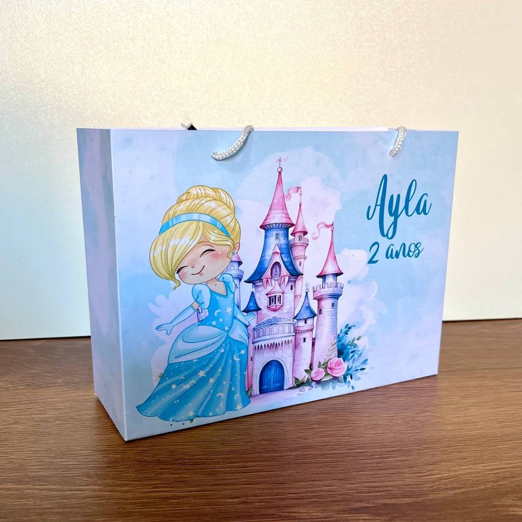 Sacolinha Personalizada Cinderela Cute - Pegue e monte - Lembrancinha Cinderela Cute