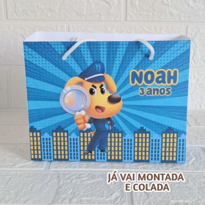 Sacolinha Personalizada Detetive  Labrador ( já vai montada) Lembrancinha |Aniversário |Festa Infantil