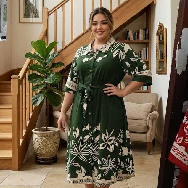 VESTIDO CHAMISE FEMININO FLORAL  COM CINTO TEM NOS TAMANHOS G1-48