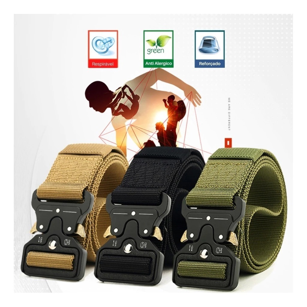 Cinto Tático Masculino Resistente Com Engate Rápido em Nylon Super Resistente e Fivela de Liga de Zinco Ajustável