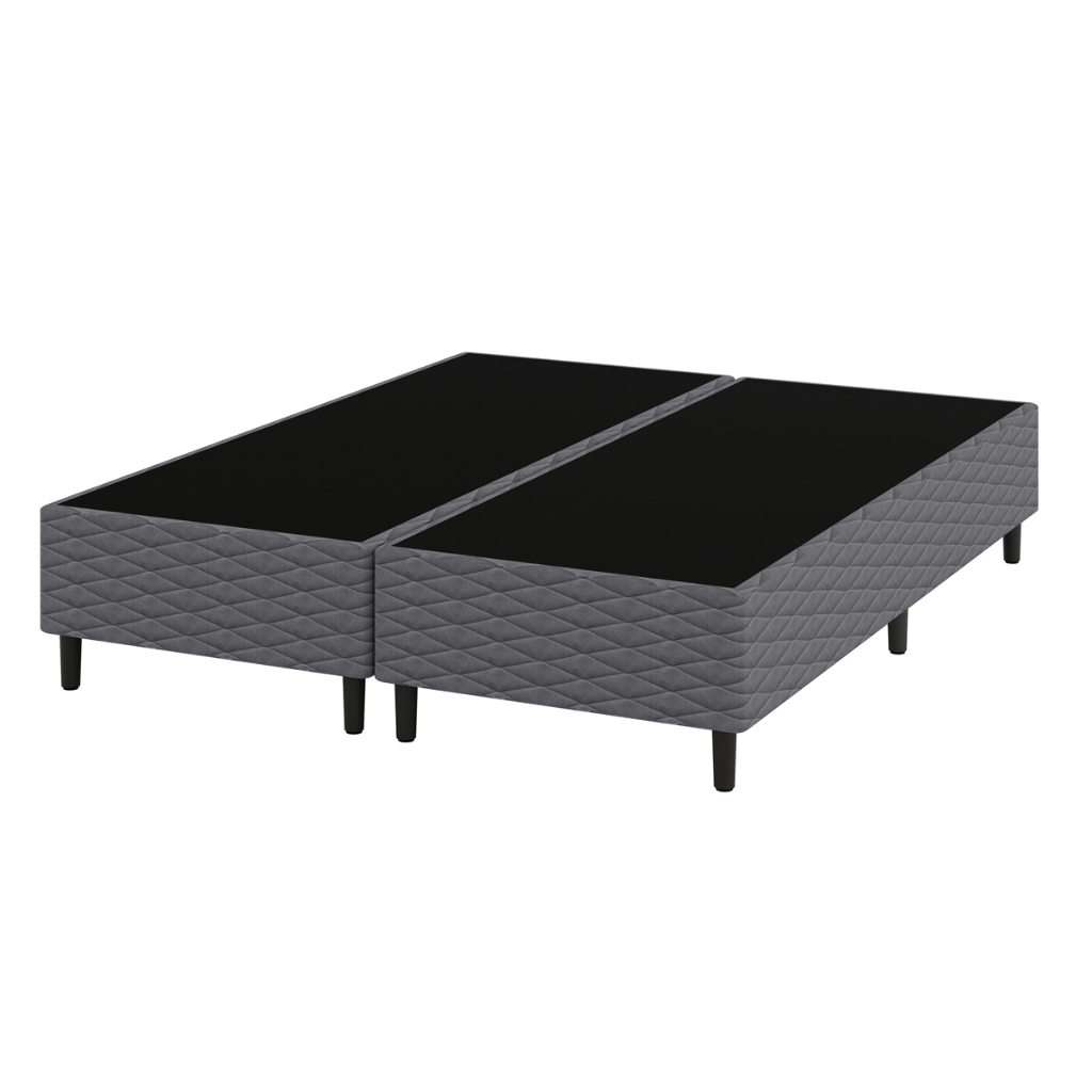 Base Cama Box para Colchão Casal Queen 158x198cm Flávia Cinza Umaflex
