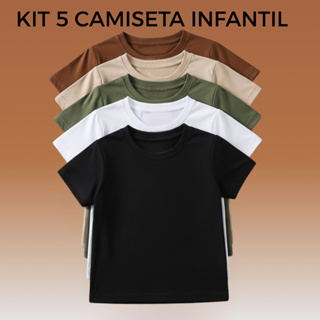 Kit 5 Camisetas Infantil Básicas 100% Algodão – Conforto e Praticidade em Oferta na Shopee