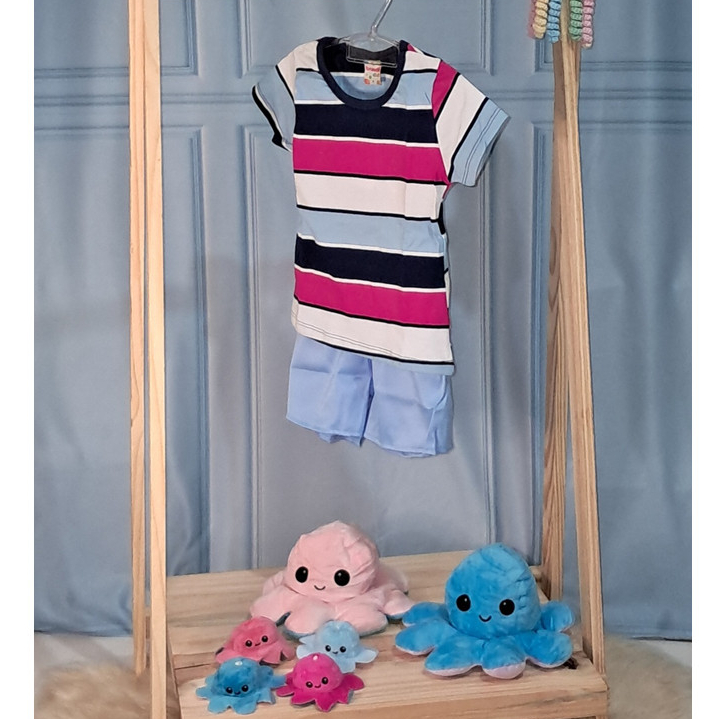 Conjunto Infantil Menina Verão Camiseta Listrada Brandili - Tamanho 4 - Estiloso e Confortável