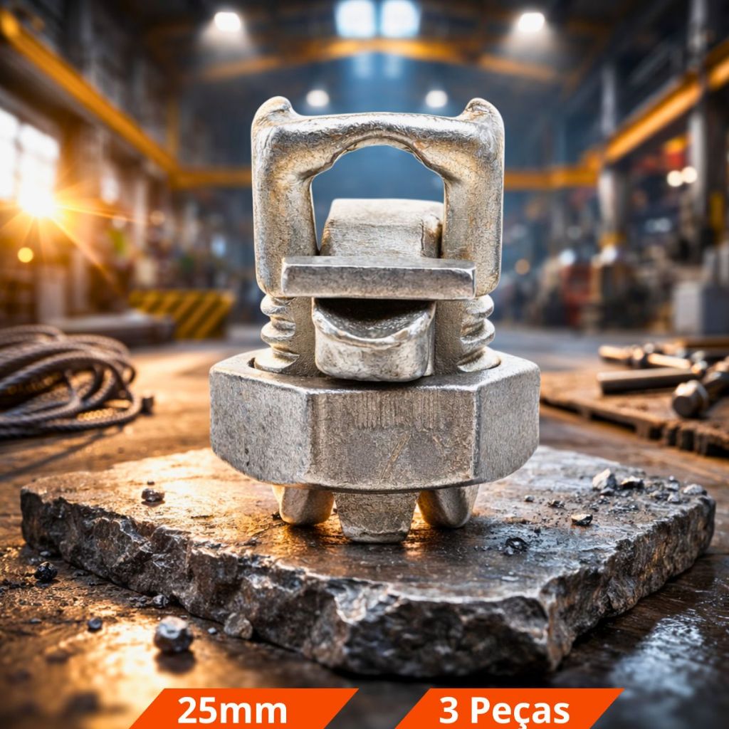 CONECTOR SPLIT BOLT PARAFUSO FENDIDO BIMETÁLICO 25MM 3 PÇS