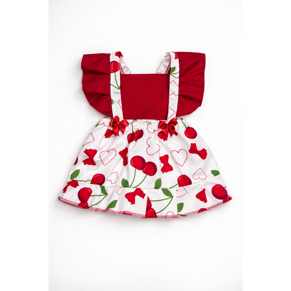 Romper Vestido de Cereja - 1 a 11 meses