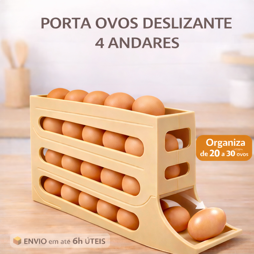 Porta Ovos 4 Andares Suporte Deslizante Organizador de Geladeira Dispenser Rolante de Plástico 20 a 30 ovos em Oferta na Shopee