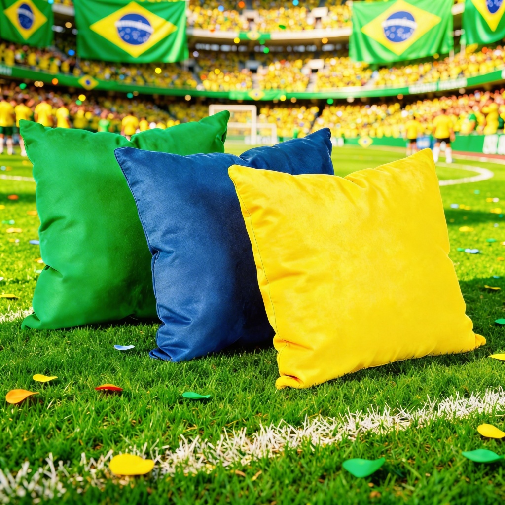 Kit  3 Amofadas da Copa do Mundo Cores Brasil Verde Amarelo e Azul. Seleção Brasileira Hexa