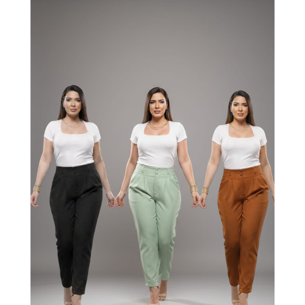 Calça Alfaiataria Feminina Cintura Alta Com Pinça na frente. Casual e Social do P até GG em Oferta na Shopee