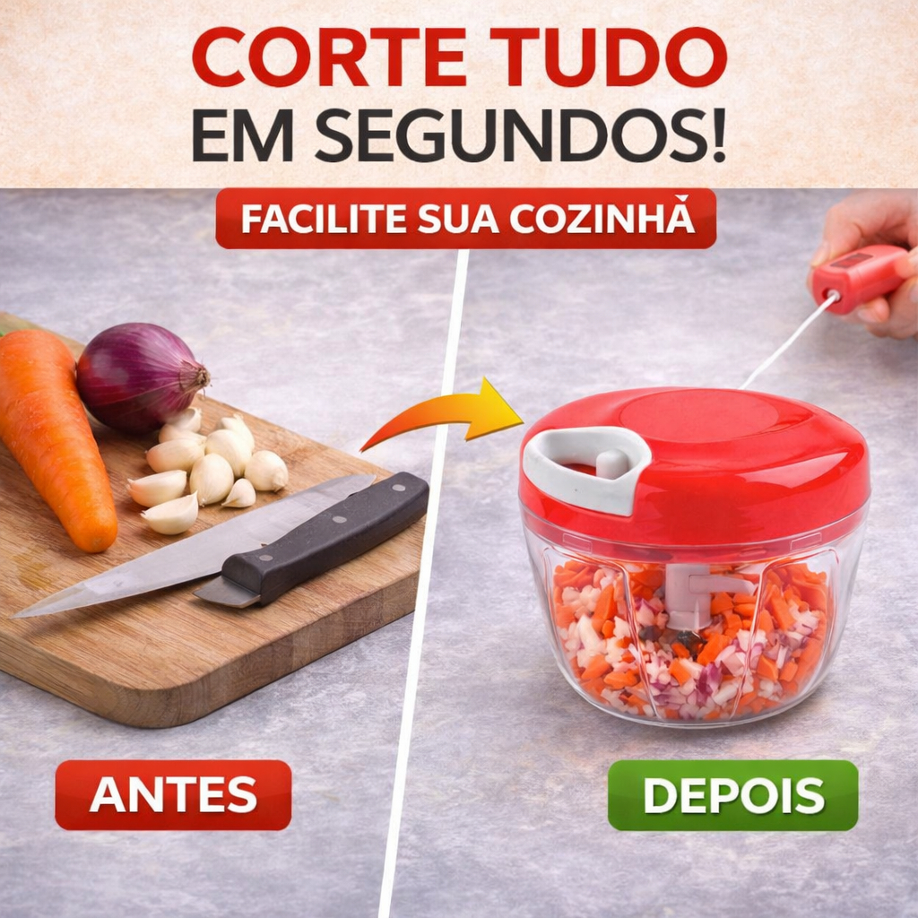 500ML -  Mini Triturador Processador Manual 3 Lâminas - (Cores Sortidas)