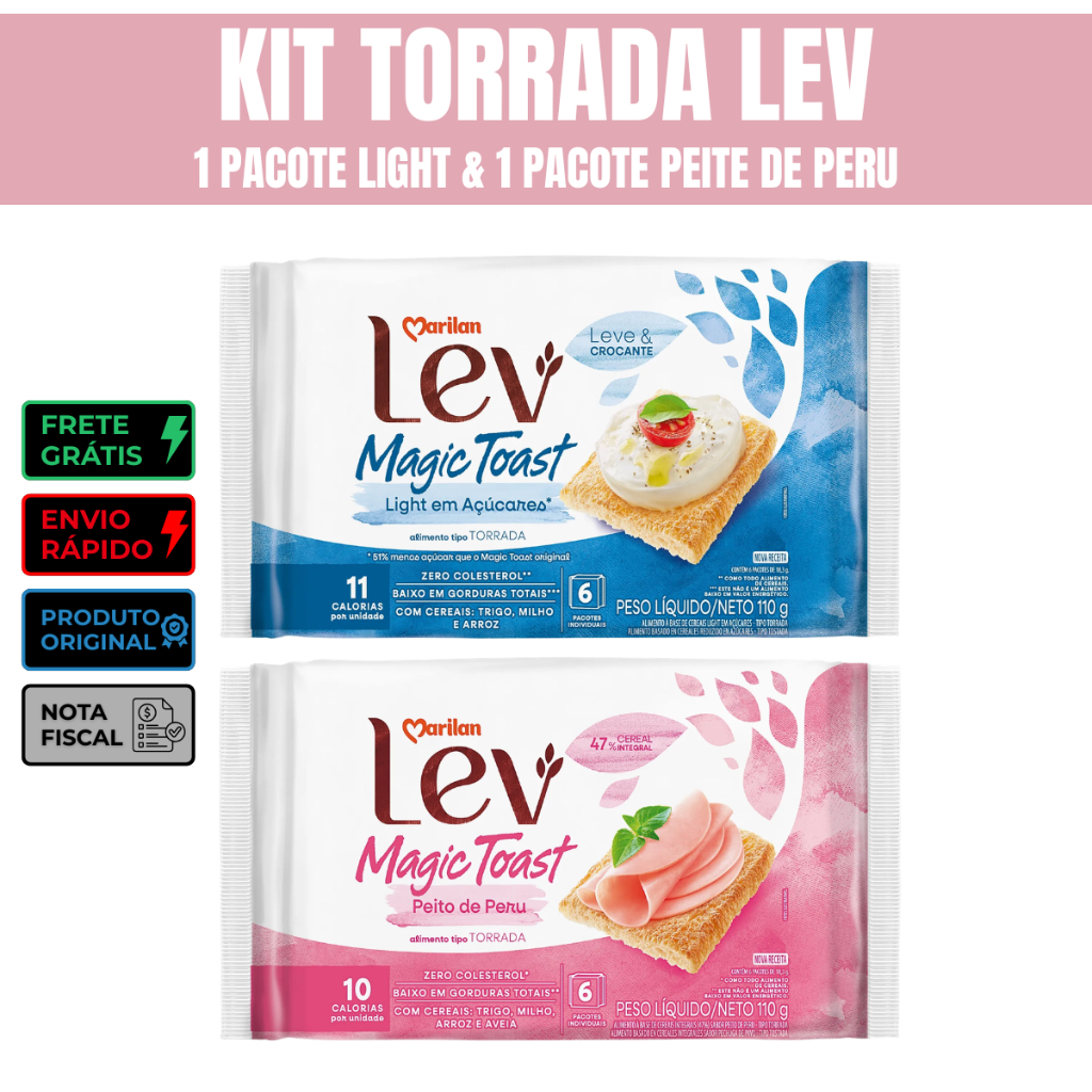 Kit Torrada Lev Magic Toast Light e Peito Peru 110g Marilan