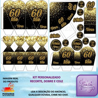 TEMA IDADE (60, 65, 70 MOTIVOS PARA COMEMORAR) LEMBRANCINHA PERSONALIZADA COM 80/160 ITENS em Oferta na Shopee