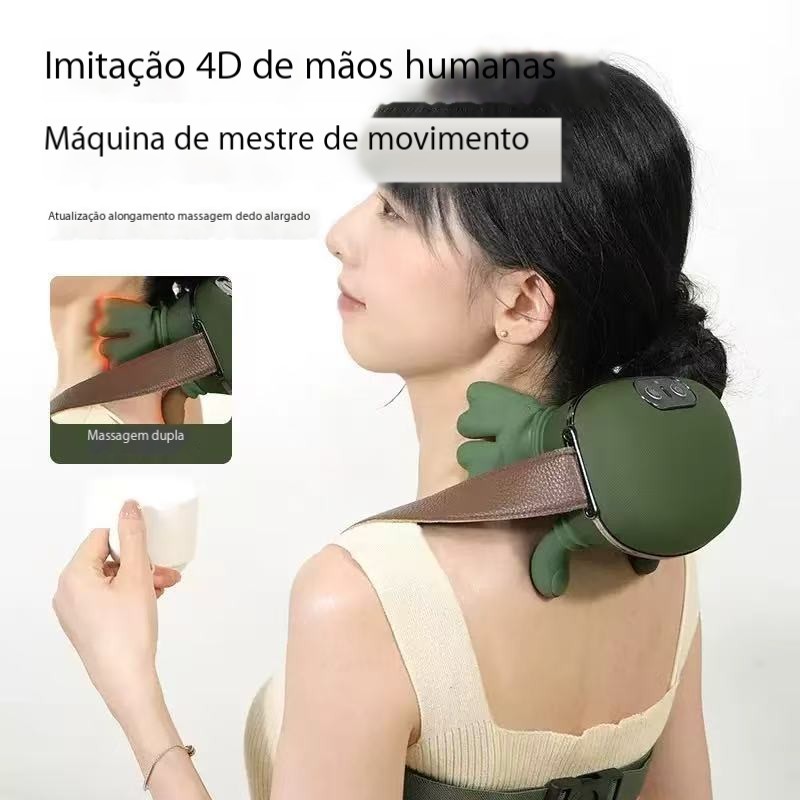 Massageador Cervical 4D Profissional Alívio Instantâneo Trapézio e Pescoço com Aquecimento Terapêutico