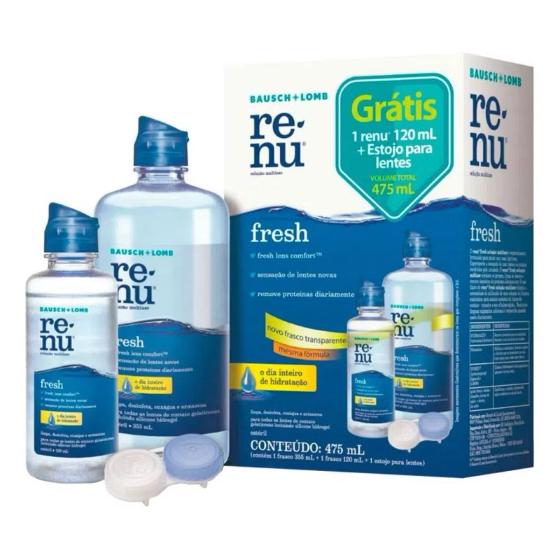 Kit Renu Fresh Solução Multiuso para Lentes 355ml 120ml Bausch + Lomb 475 ml