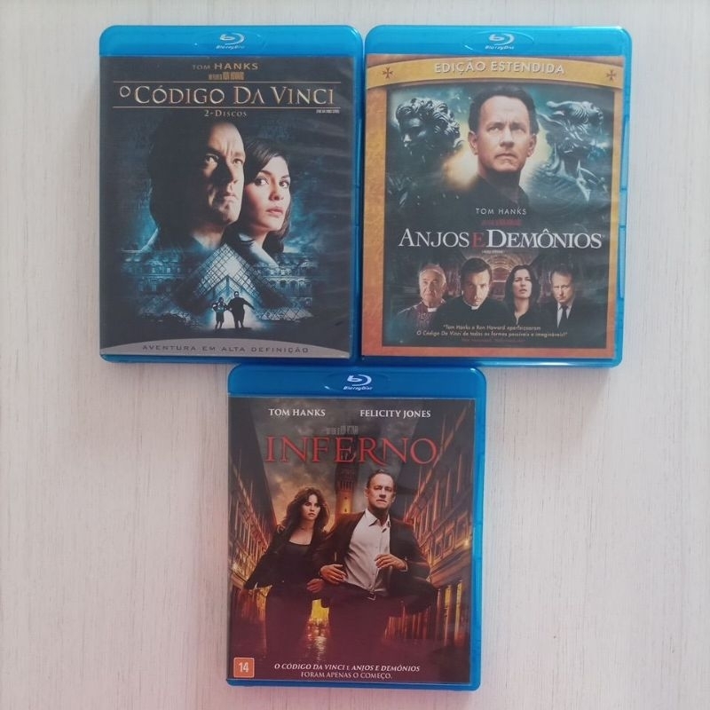 Blu-Ray O Código Da Vinci Duplo + Blu-Ray Anjos E Demônios + Blu-Ray Inferno Dub/Leg. Raridade!